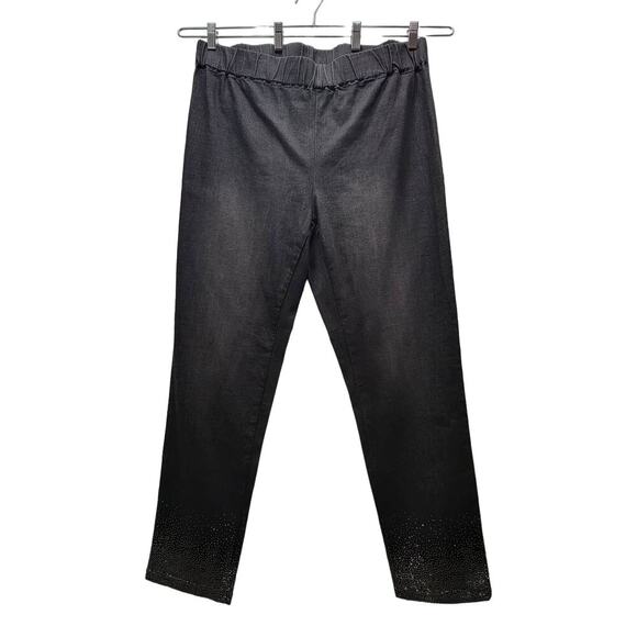 NWT Soft Surroundings Elastic Waist Denim Legging Pants 1x Sparkly Cuffs 525 - Picture 1 of 7